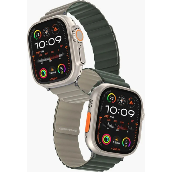 KeepHone ремешок на Apple Watch 444549 силиконовый бежево-зеленый 1